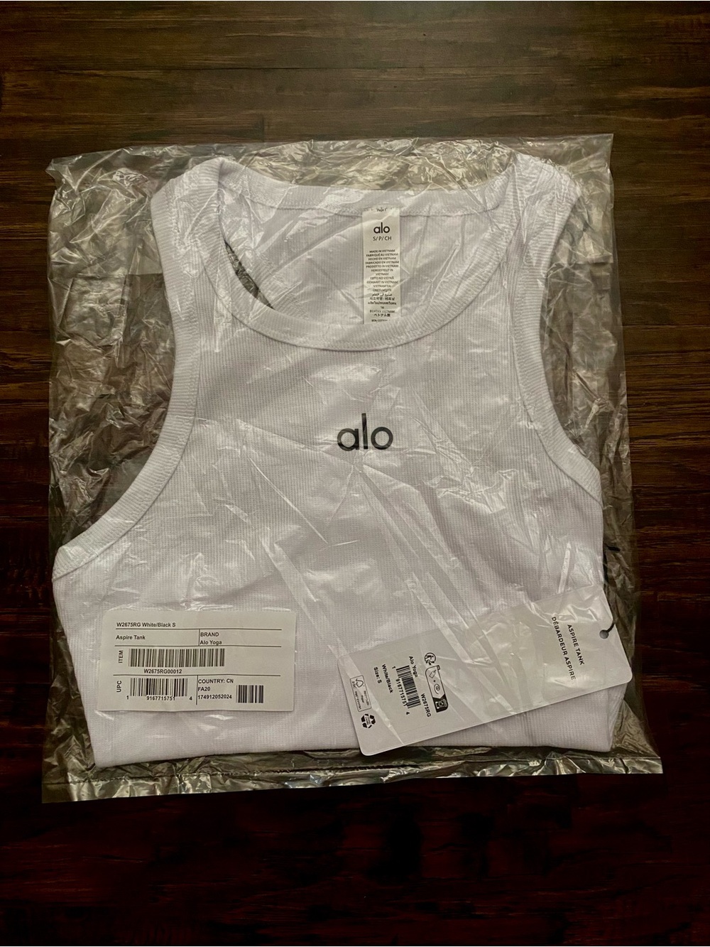 Alo Yoga White Aspire Ribbed Tank Top - Size Small - NWT
